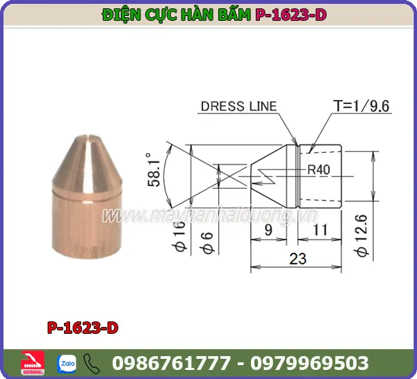 ĐIỆN CỰC HÀN BẤM 16x23 (NÓN CỤT)