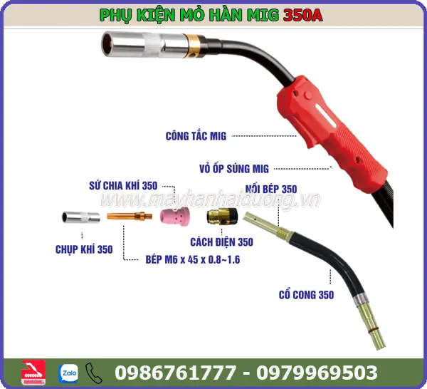 CỔ CONG MỎ HÀN MIG 350A